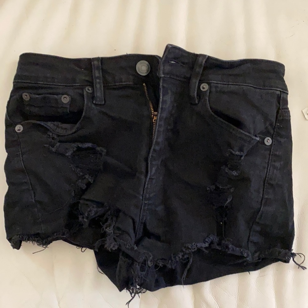 Aeropostale Black Denim High Rise Shorts